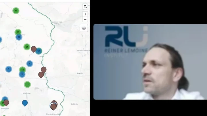 Map of the hydrogen marketplace beside Oliver Arnhold in a video talk
