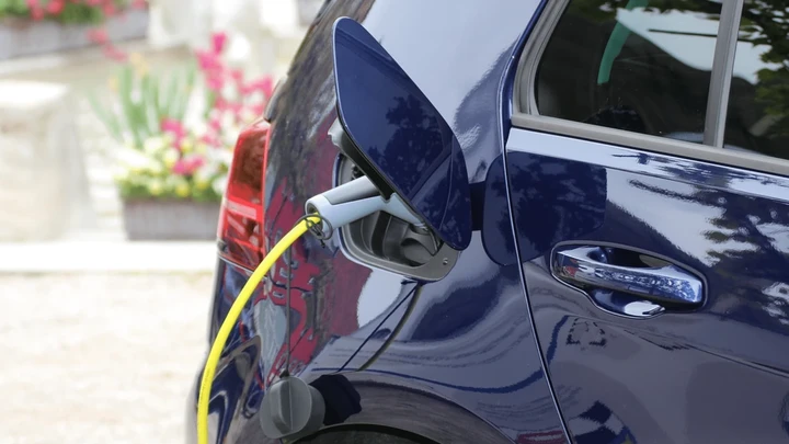 An electric car being charged