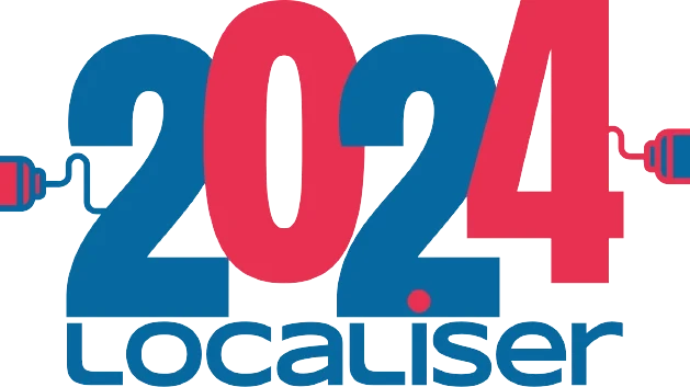 Schriftzug 2024 Localiser mit zwei Ladesteckern