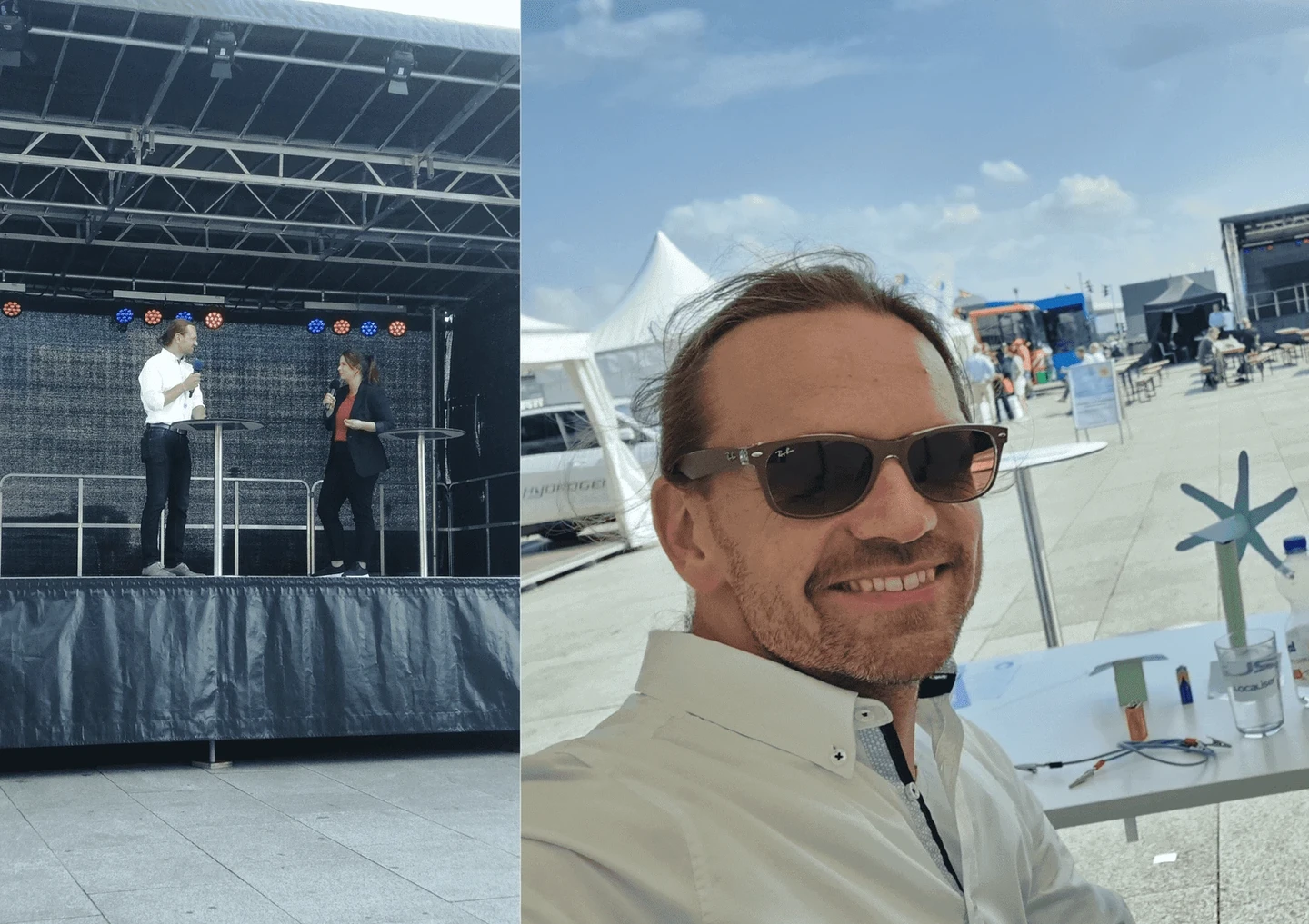 Oliver Arnhold on stage and in a selfie during Hydrogen Week