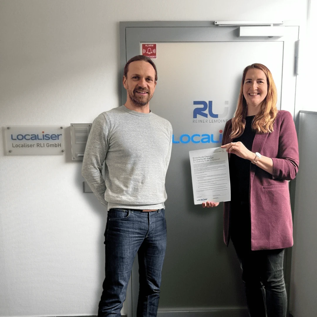 Kathrin Goldammer and a colleague with the signed Diversity Charter