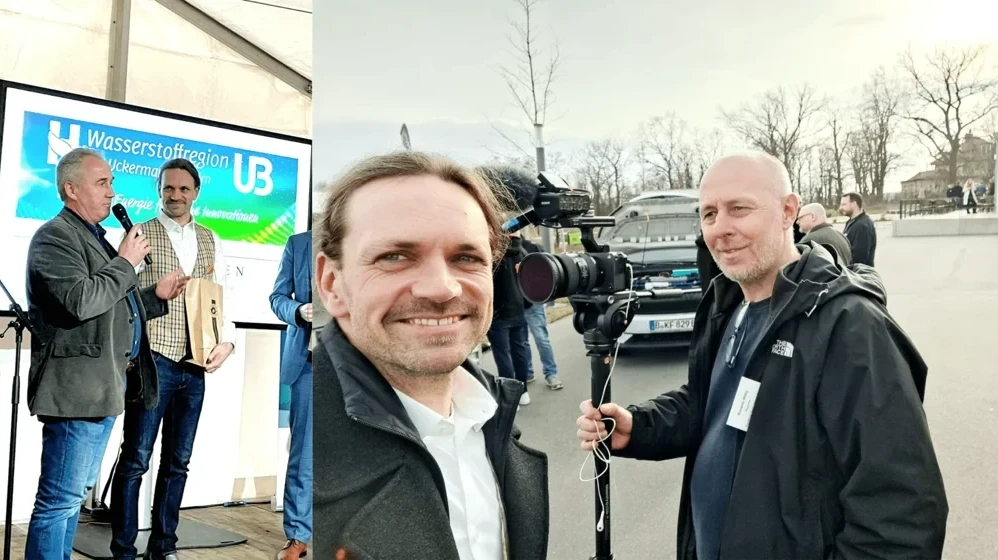 Oliver Arnhold on the Hydrogen Tour through the Regions, on stage and in front of a camera